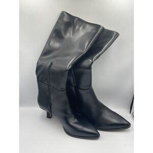 Mix No. 6 Vier Boots Women's US 10M Black Pointed Toe Kitten Heel Knee-High